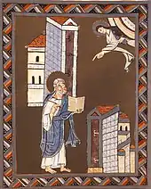 L'évangéliste Jean écrivant aux églises d'Éphèse et de Smyrne, Apocalypse de Bamberg