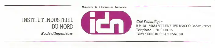 Bandeau IDN - Institut industriel du Nord de 1972 à 1991