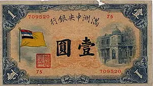 Billet de 1 yuan du Mandchoukouo (avers, série 1932).
