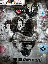 Pochoir de Banksy à Londres.