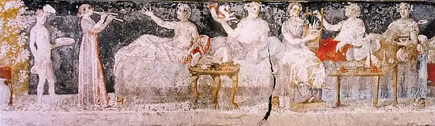 Scène de banquet, tombe d'Agios Athanasios (près de Thessalonique), v. 325-300 av. J.-C.