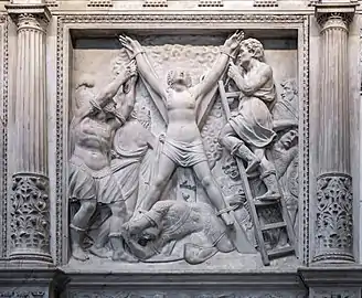 La crucifixion d’Eulalie de Barcelone par Pedro Villar 1564