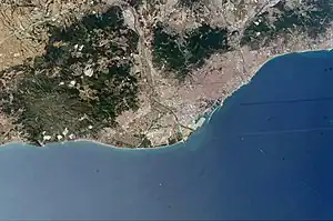 Le delta, s'avançant sur la mer, à proximité de Barcelone