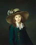 Baronesse Stroganova, Musée de l'Ermitage, parfois attribué à Élisabeth Vigée-Lebrun ;