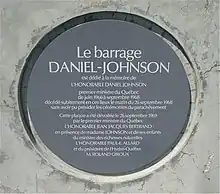 Plaque 2 — Barrage Daniel-Johnson, 1969