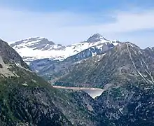 Barrage d'Émosson depuis l'aiguillette des Posettes.