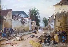 Barricade tournée Châteaudun 1870, Félix Philippoteaux, 1883.