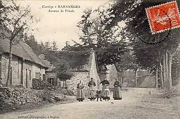 Ancienne carte postale du hameau de Barsanges en 1911.