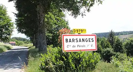 Entrée du hameau de Barsanges.