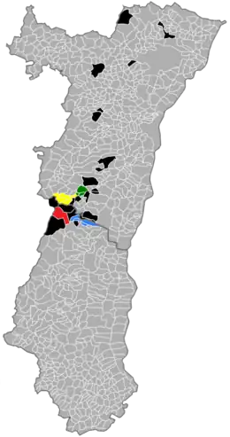 Carte des communes d'Alsace.