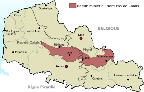 Carte de la région Nord-Pas-de-Calais.