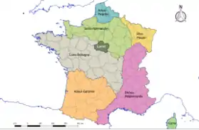 Localisation du département du Loiret sur la carte des bassins hydrographiques français