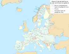 Ligne de partage des eaux dans l'Union européenne.