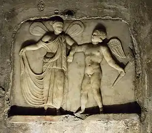 Bas-relief représentant Amour et Psyché, mithréum de Santa Maria Capua Vetere.