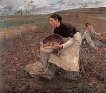 Saison d'octobre, récolte de pommes de terre, huile sur toile, Jules Bastien Lepage, 1879, National Gallery of Victoria, Melbourne.
