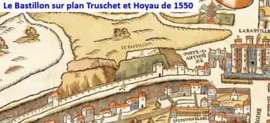 Bastillon de la porte Saint-Antoine sur plan Truschet et Hoyau