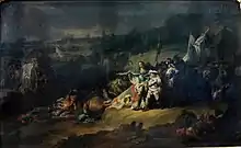 La bataille de Fontenoy, le 11 mai 1745, Louis XV montrant le champ de bataille au dauphin Louis-Ferdinand.