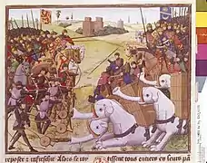 Bataille entre Alexandre et Poros, Maître de l'Alexandre de Wauquelin, XVe siècle.