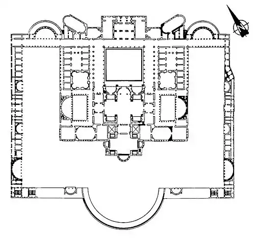 Plan des thermes de Trajan (Rome, Italie), début du IIe siècle.