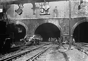 L'entrée du tunnel des Batignolles après l'accident.