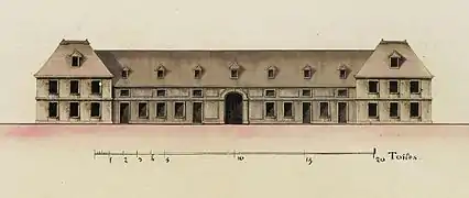 Elévation du bâtiment de la Comédie d'Everly, 1785.