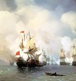 tableau XIXe : un combat naval