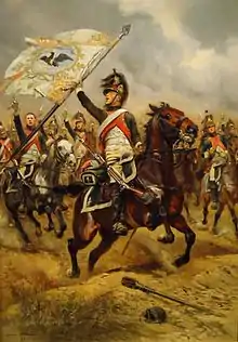 Prise d'un drapeau prussien par le 4e régiment de dragons, en 1806, huile sur toile, 65,5 × 44,5 cm, Paris, musée de l'Armée.