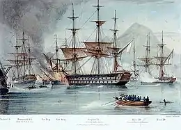 tableau ancien : combat naval