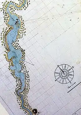Carte de François Heirisson représentant une partie du fleuve.