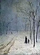 Promenade dans la neige, vers 1870-1880.