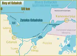 Carte de la baie de Gdańsk.