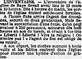 Article du journal L'Ouest-Éclair racontant comment les paroissiens de Baye empêchèrent l'inventaire des biens d'église qui devait avoir lieu le 13 mars 1906.