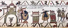 Détail de la Tapisserie de Bayeux figurant la scène du serment de Harold II