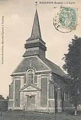 Carte postale de l'église de Bazentin construite en 1774.