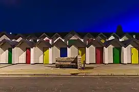 Cabanes de plage à Swanage. Juillet 2016.