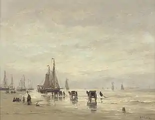 Plage avec des bateaux et des coquillages (seconde moitié du XIXe siècle), Amsterdam, Rijksmuseum.