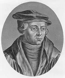Portrait en gravure de Beatus Rhenanus.