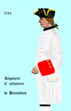 uniforme du régiment de Beaujolais de 1734 à 1740