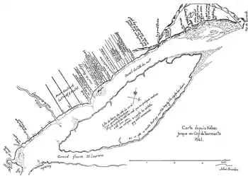 Carte de la côte de Beaupré et de l'île d'Orléans dressée par Jean Bourdon en 1641