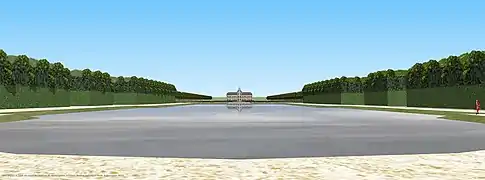 Restitution 3D de la vue depuis le bout du canal, XVIIIe siècle