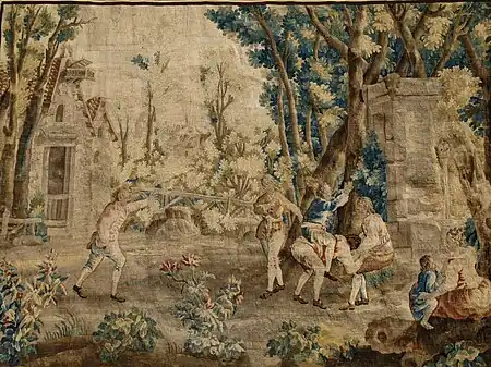 Les Amusements Champêtres: Le cheval fondu par la Manufacture de Beauvais d'après les cartons de Jean-Baptiste Oudry