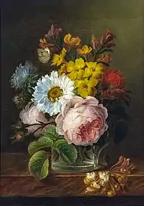 Anne Vallayer-Coster,Bouquet de fleurs dans un verre d'eau.