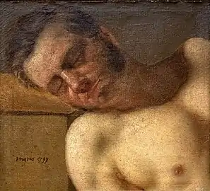 Jean-Auguste-Dominique Ingres,Étude de tête et torse d'homme (1797).