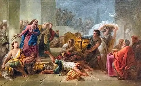 Le Christ chassant les marchands du temple.