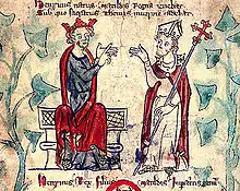 enluminure médiévale représentant deux personnages.