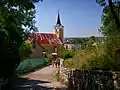 Vue de l'église en descendant du château