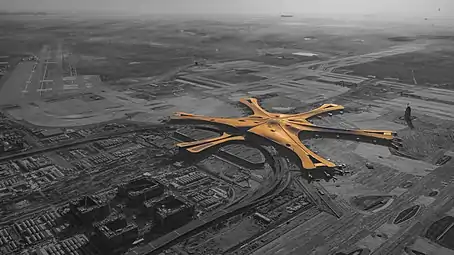 Aéroport de Beijing Daxinginauguré le 24-09-2019.(Image photoshopée)Zaha Hadid