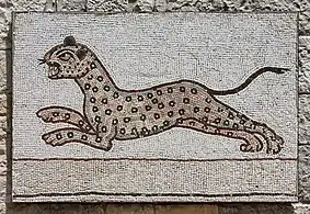 Mosaïque romaine représentant un léopard dans le palais de Beiteddine (Liban).