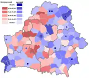 Diffusion du biélorusse et du russe en Biélorussie.