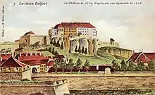 aquarelle représentant le vieux Belfort en 1750